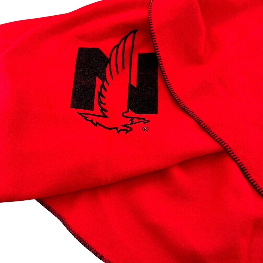 Faribo Throw Blanket Red Black Acrylic‎ Logo NATIONWIDE Insurance 50in 60in 70s